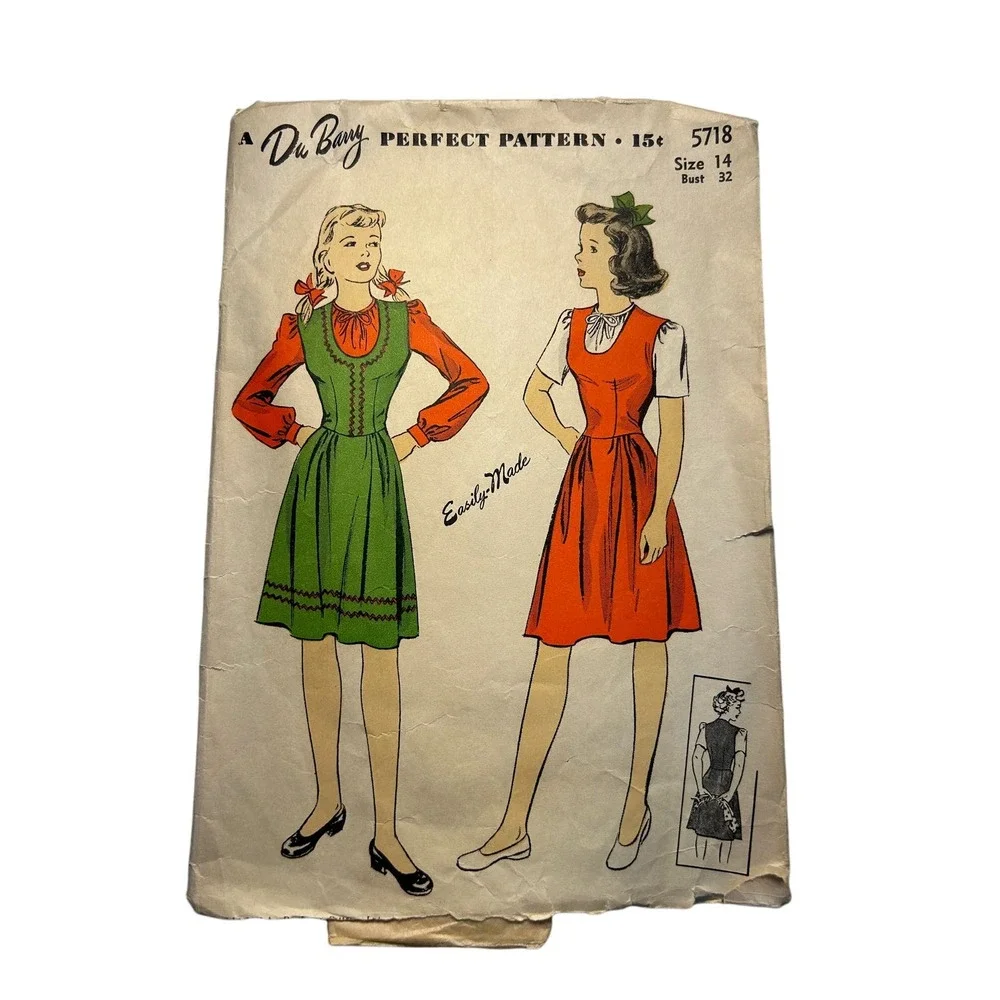 DuBarry‎ Vintage 1942 Pattern #5718 Juniors Jumper and Blouse Size 14